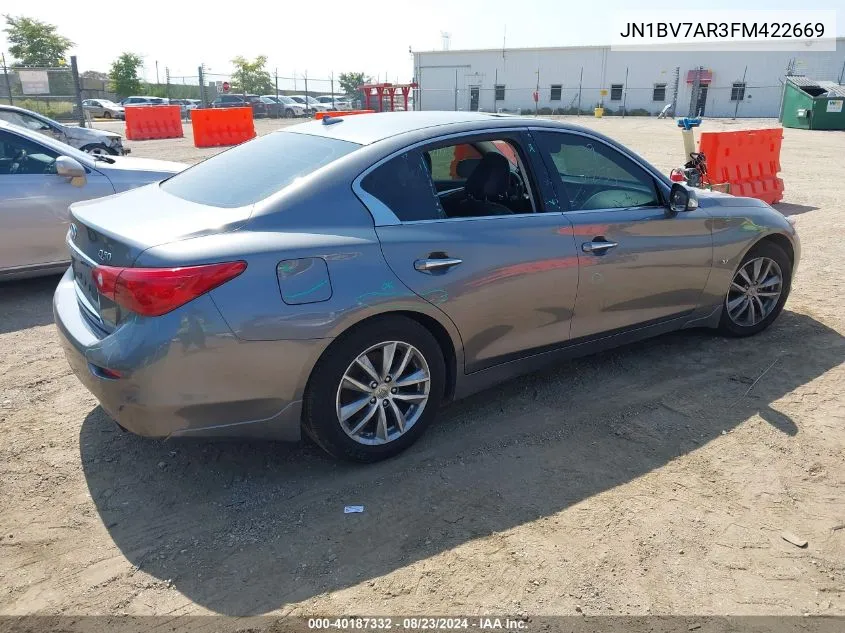 2015 Infiniti Q50 Premium VIN: JN1BV7AR3FM422669 Lot: 40187332