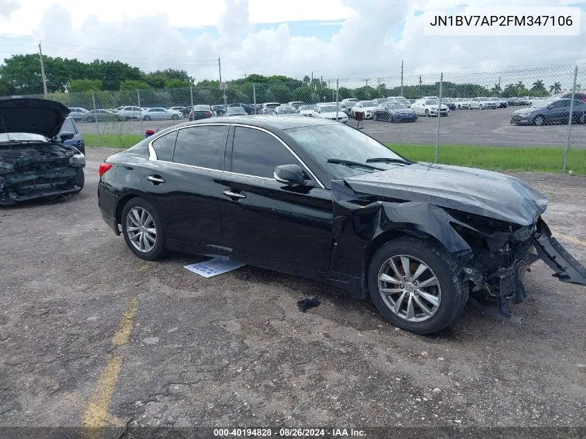 2015 Infiniti Q50 Premium/Sport VIN: JN1BV7AP2FM347106 Lot: 40194828