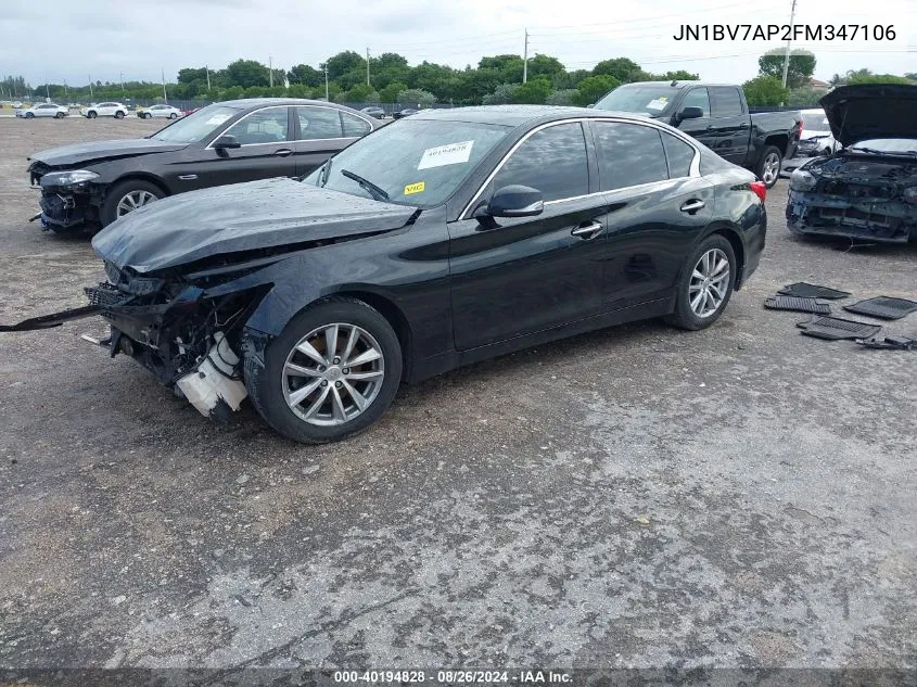 2015 Infiniti Q50 Premium/Sport VIN: JN1BV7AP2FM347106 Lot: 40194828