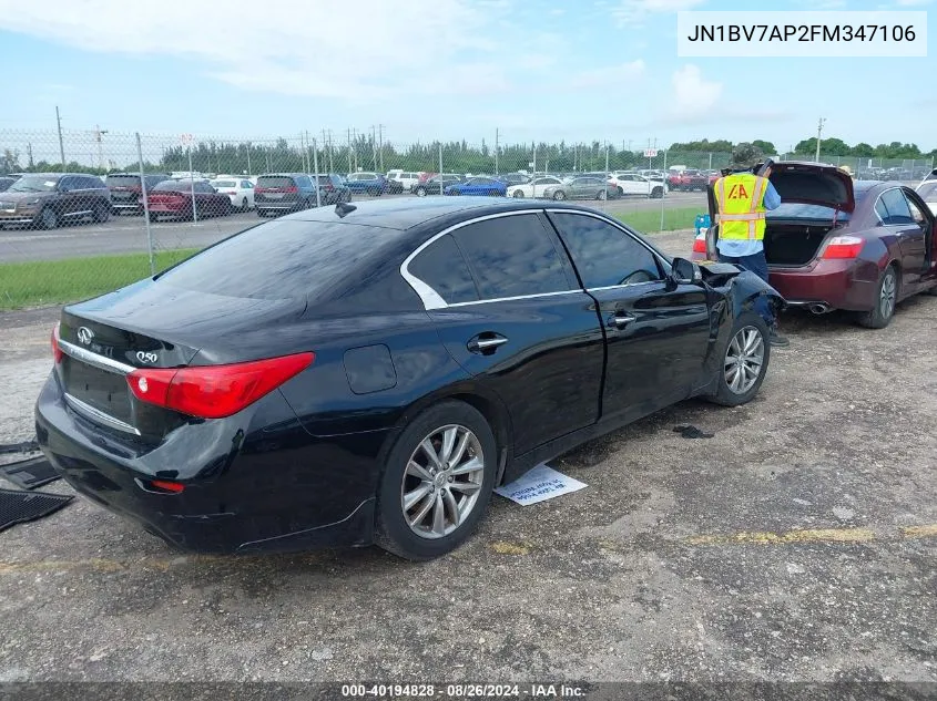 2015 Infiniti Q50 Premium/Sport VIN: JN1BV7AP2FM347106 Lot: 40194828