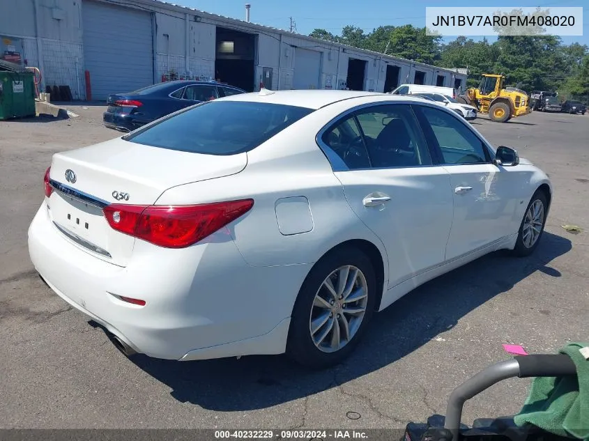 2015 Infiniti Q50 Premium VIN: JN1BV7AR0FM408020 Lot: 40232229