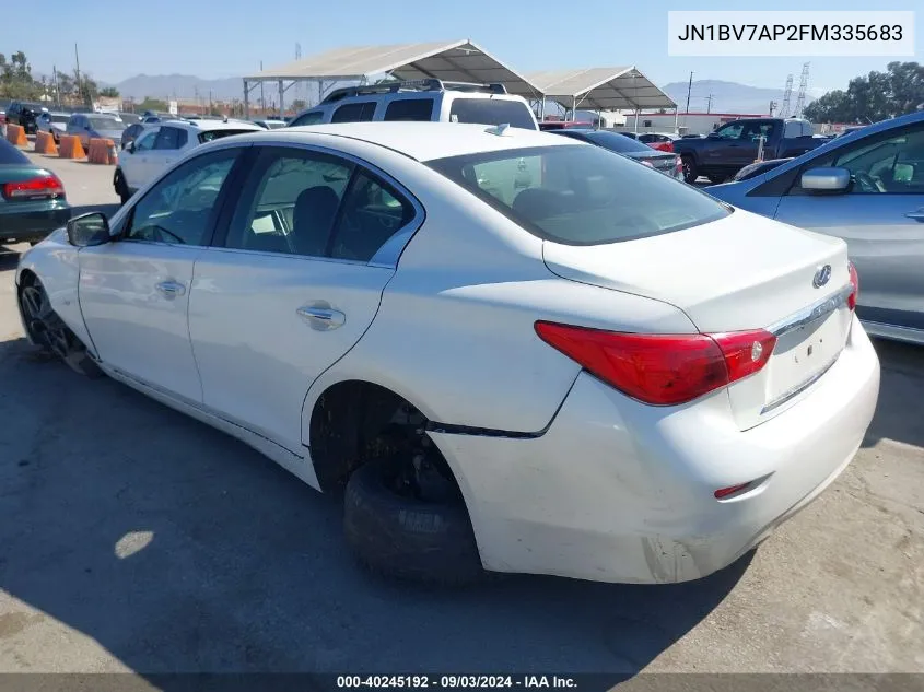 2015 Infiniti Q50 VIN: JN1BV7AP2FM335683 Lot: 40245192