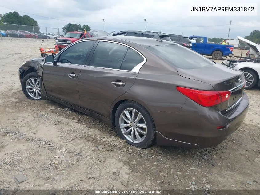 2015 Infiniti Q50 Premium VIN: JN1BV7AP9FM331842 Lot: 40248402