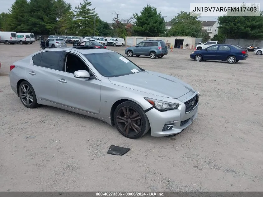 2015 Infiniti Q50 Premium/Sport VIN: JN1BV7AR6FM417403 Lot: 40273306