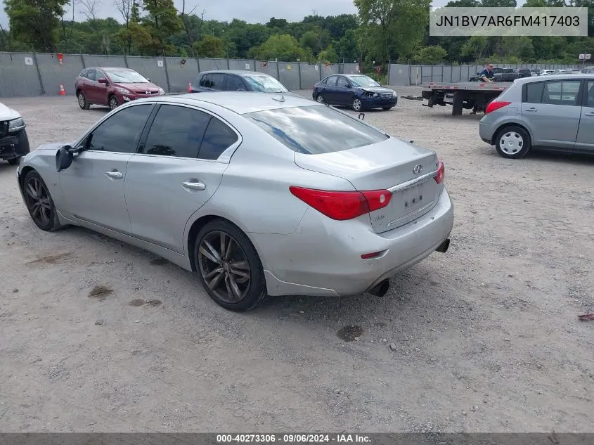 2015 Infiniti Q50 Premium/Sport VIN: JN1BV7AR6FM417403 Lot: 40273306