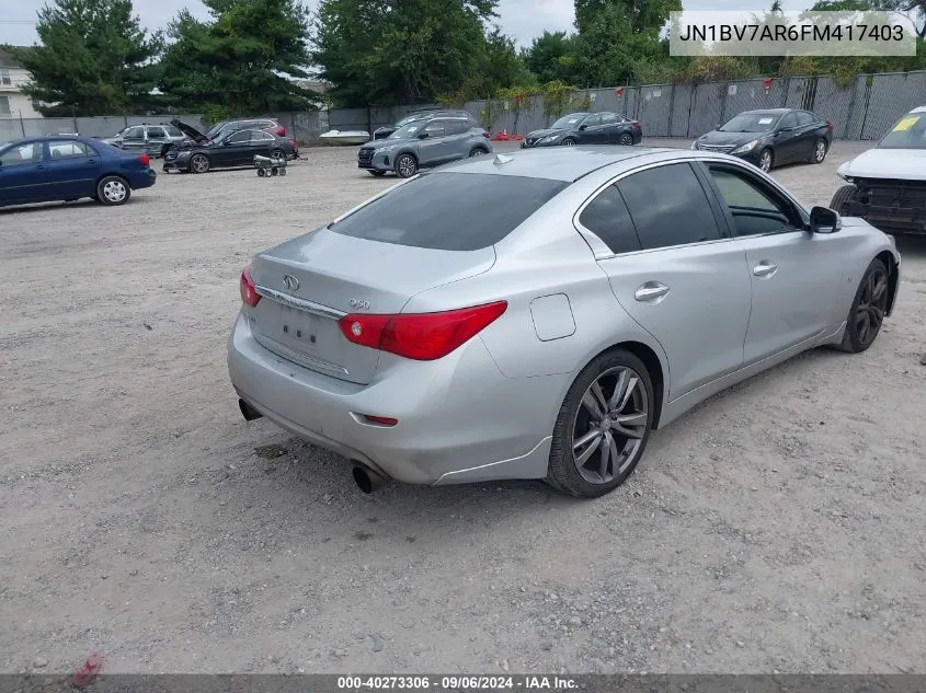 2015 Infiniti Q50 Premium/Sport VIN: JN1BV7AR6FM417403 Lot: 40273306