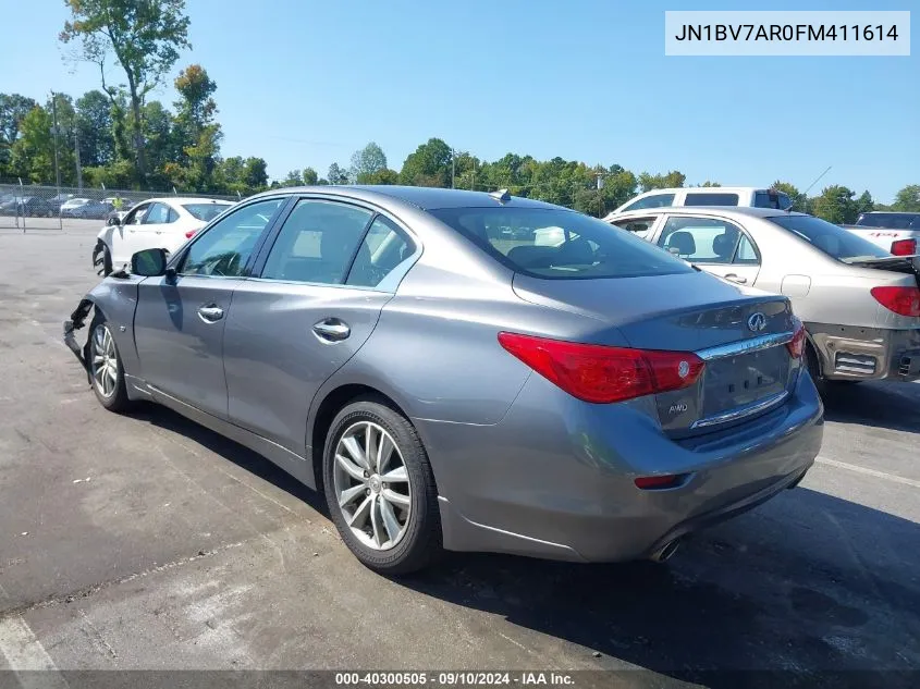 2015 Infiniti Q50 Premium VIN: JN1BV7AR0FM411614 Lot: 40300505