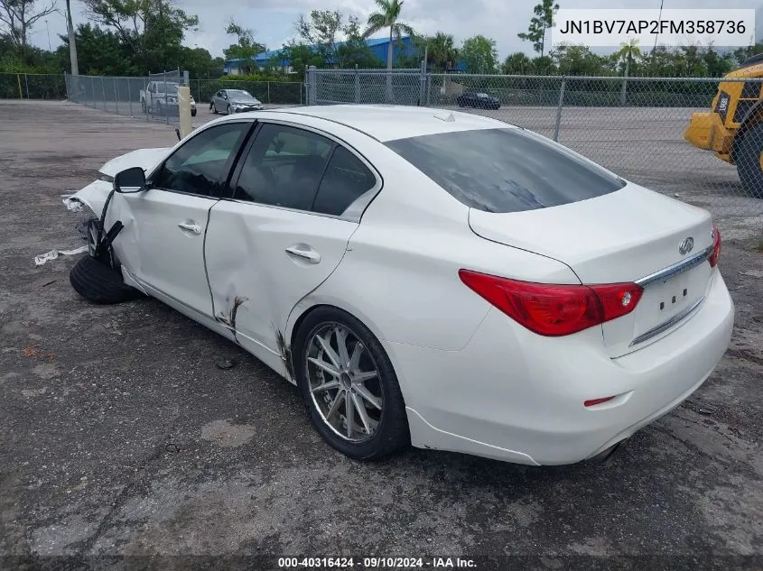 2015 Infiniti Q50 Premium VIN: JN1BV7AP2FM358736 Lot: 40316424