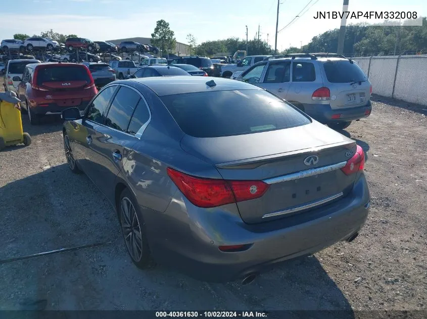 2015 Infiniti Q50 Sport VIN: JN1BV7AP4FM332008 Lot: 40361630