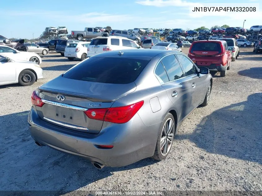 2015 Infiniti Q50 Sport VIN: JN1BV7AP4FM332008 Lot: 40361630