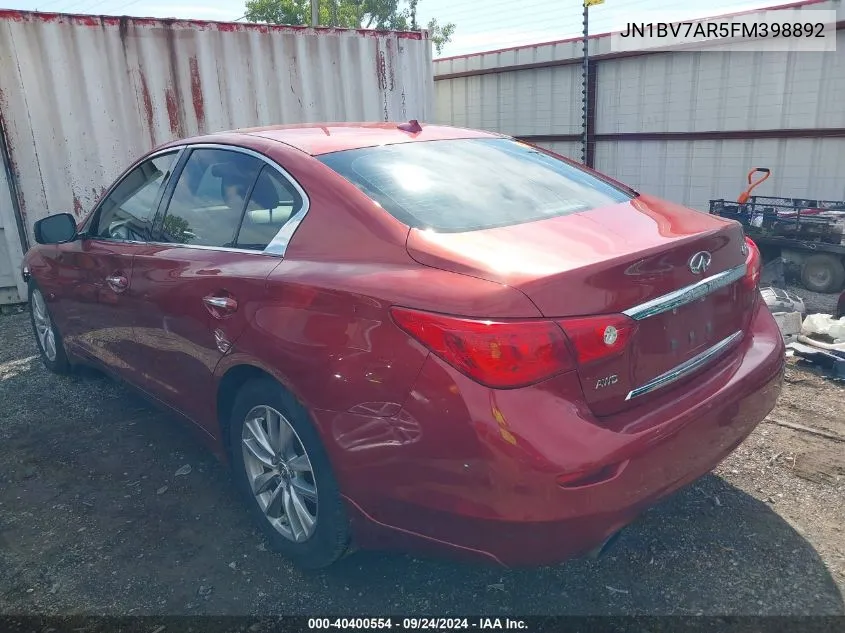 2015 Infiniti Q50 Premium VIN: JN1BV7AR5FM398892 Lot: 40400554