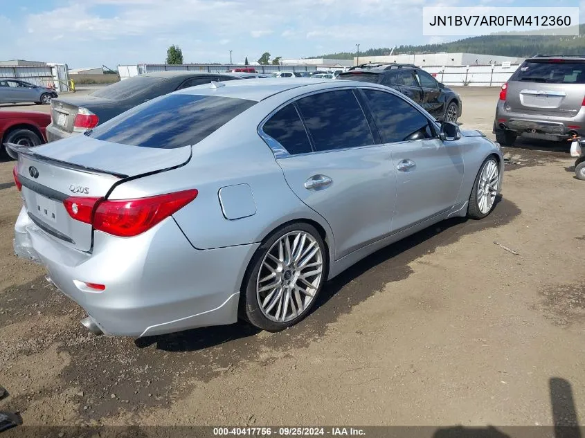 2015 Infiniti Q50 Sport VIN: JN1BV7AR0FM412360 Lot: 40417756