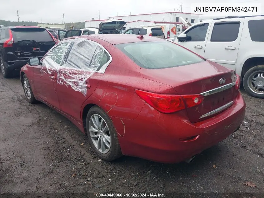 2015 Infiniti Q50 Premium VIN: JN1BV7AP0FM342471 Lot: 40449960