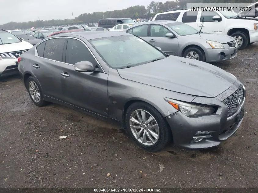 2015 Infiniti Q50 Premium/Sport VIN: JN1BV7AR3FM417522 Lot: 40516452