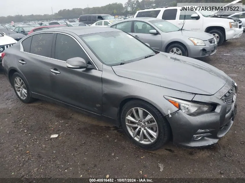 2015 Infiniti Q50 Premium/Sport VIN: JN1BV7AR3FM417522 Lot: 40516452