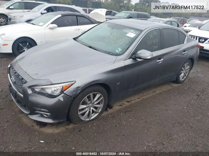 2015 Infiniti Q50 Premium/Sport VIN: JN1BV7AR3FM417522 Lot: 40516452