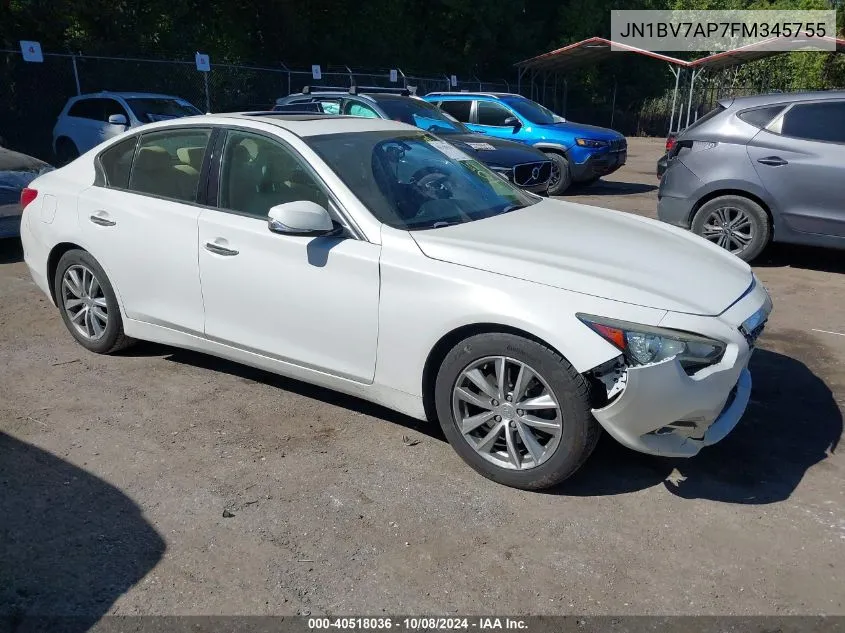 2015 Infiniti Q50 Premium/Sport VIN: JN1BV7AP7FM345755 Lot: 40518036