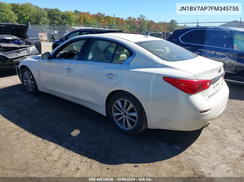 2015 Infiniti Q50 Premium/Sport VIN: JN1BV7AP7FM345755 Lot: 40518036