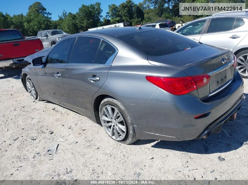 2015 Infiniti Q50 Premium/Sport VIN: JN1BV7AR1FM422914 Lot: 40519239