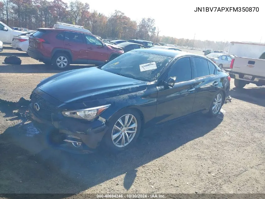 2015 Infiniti Q50 VIN: JN1BV7APXFM350870 Lot: 40694246