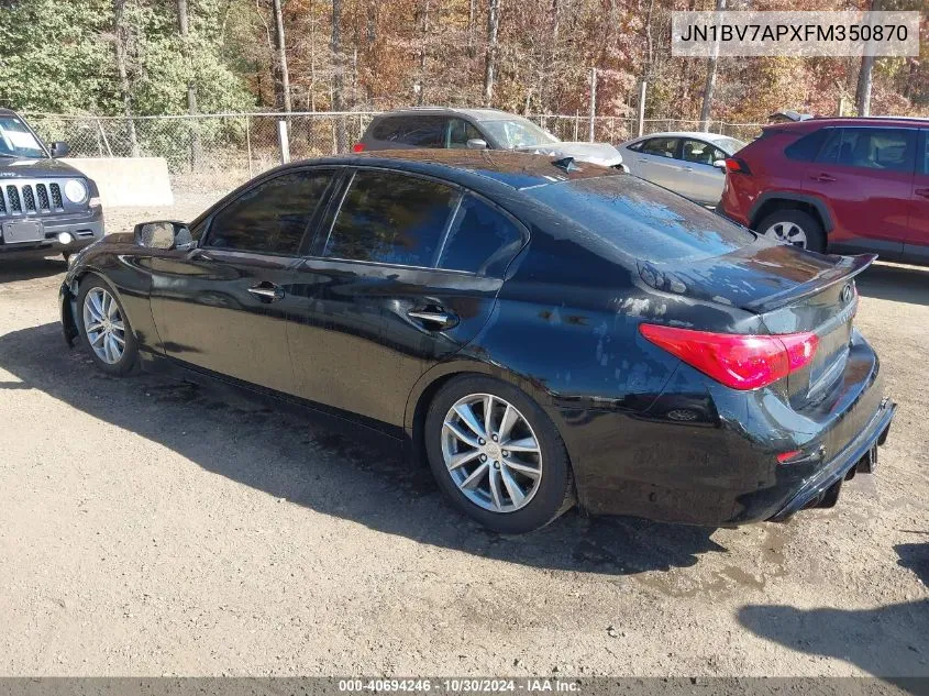 2015 Infiniti Q50 VIN: JN1BV7APXFM350870 Lot: 40694246