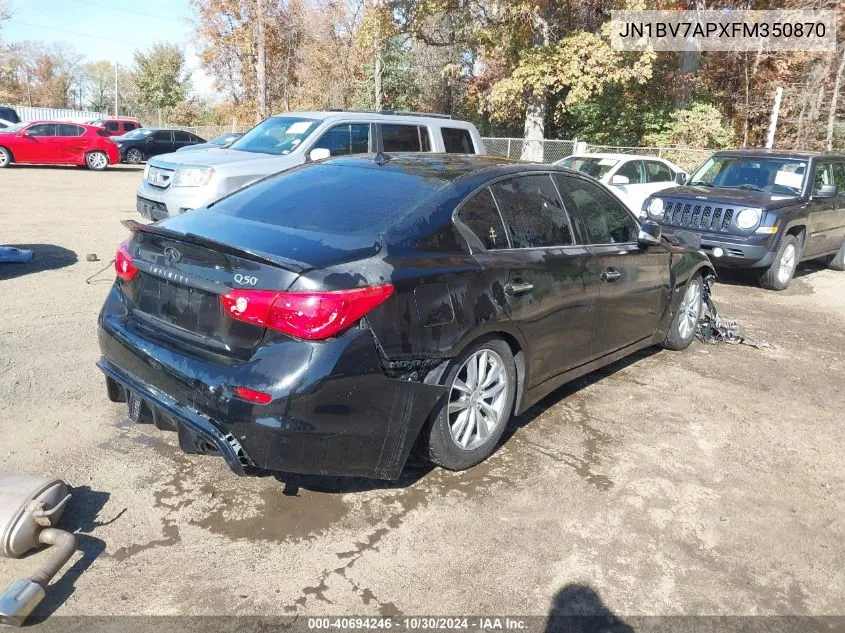 2015 Infiniti Q50 VIN: JN1BV7APXFM350870 Lot: 40694246