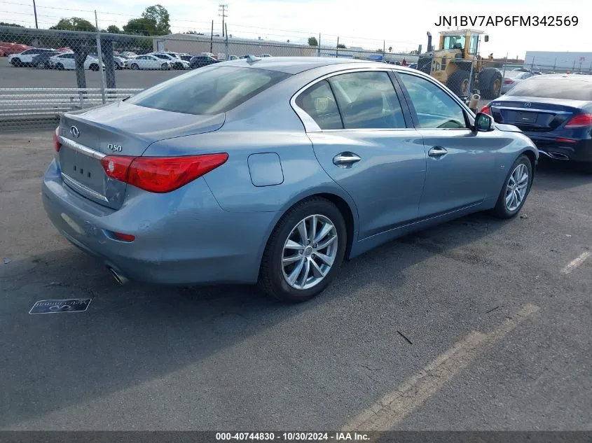 2015 Infiniti Q50 Premium VIN: JN1BV7AP6FM342569 Lot: 40744830