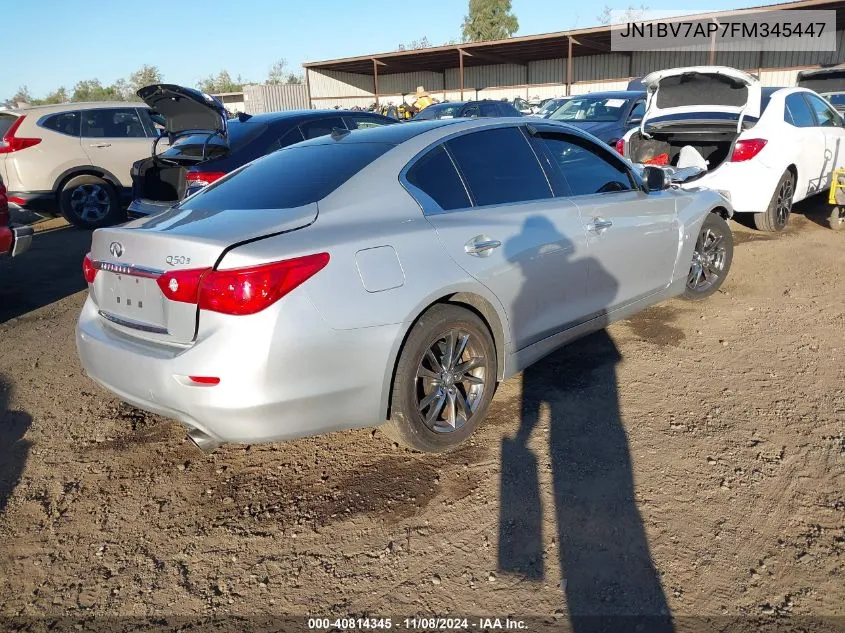 2015 Infiniti Q50 VIN: JN1BV7AP7FM345447 Lot: 40814345