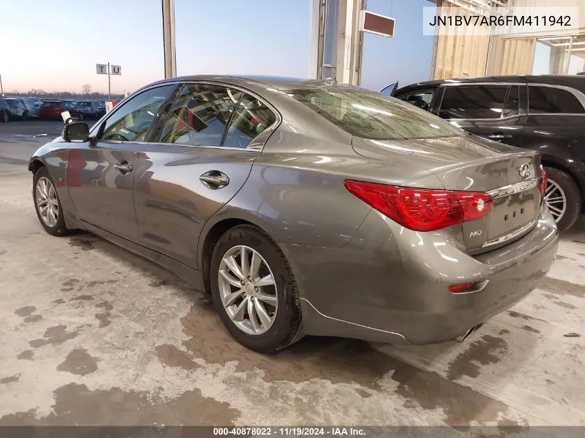 2015 Infiniti Q50 Premium VIN: JN1BV7AR6FM411942 Lot: 40878022