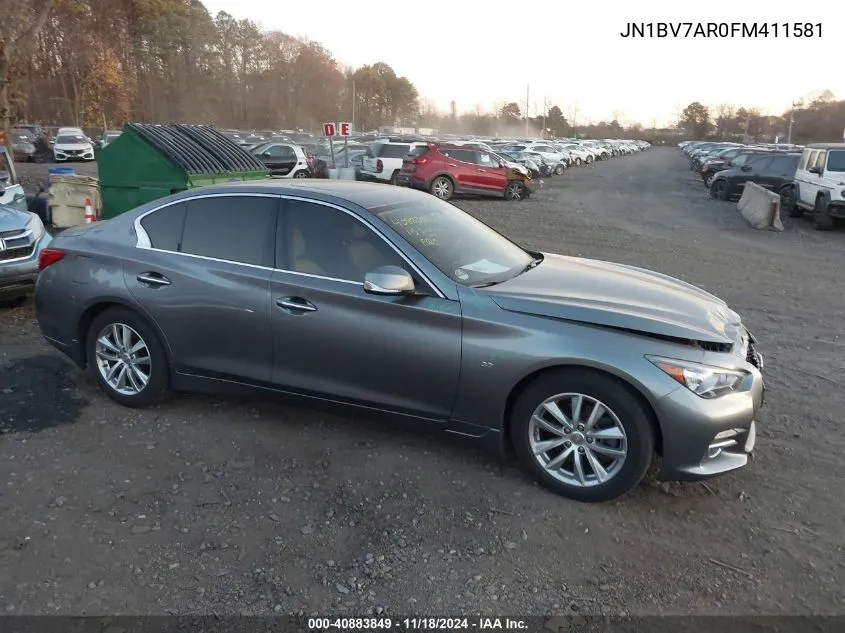 2015 Infiniti Q50 Premium VIN: JN1BV7AR0FM411581 Lot: 40883849