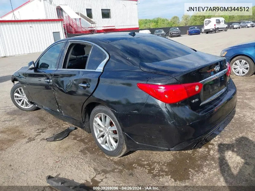 2016 Infiniti Q50 3.0T Premium VIN: JN1EV7AR9GM344512 Lot: 39269096