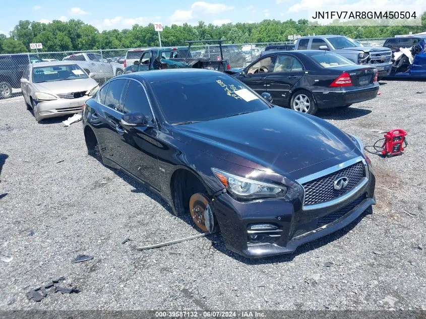 2016 Infiniti Q50 3.0T Red Sport 400 VIN: JN1FV7AR8GM450504 Lot: 39587132