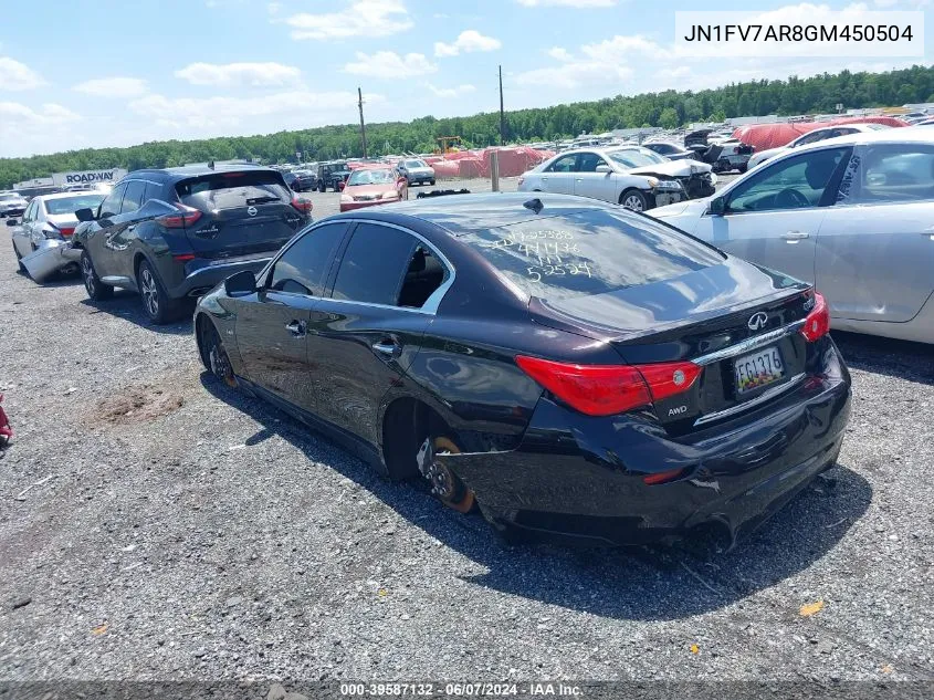 2016 Infiniti Q50 3.0T Red Sport 400 VIN: JN1FV7AR8GM450504 Lot: 39587132