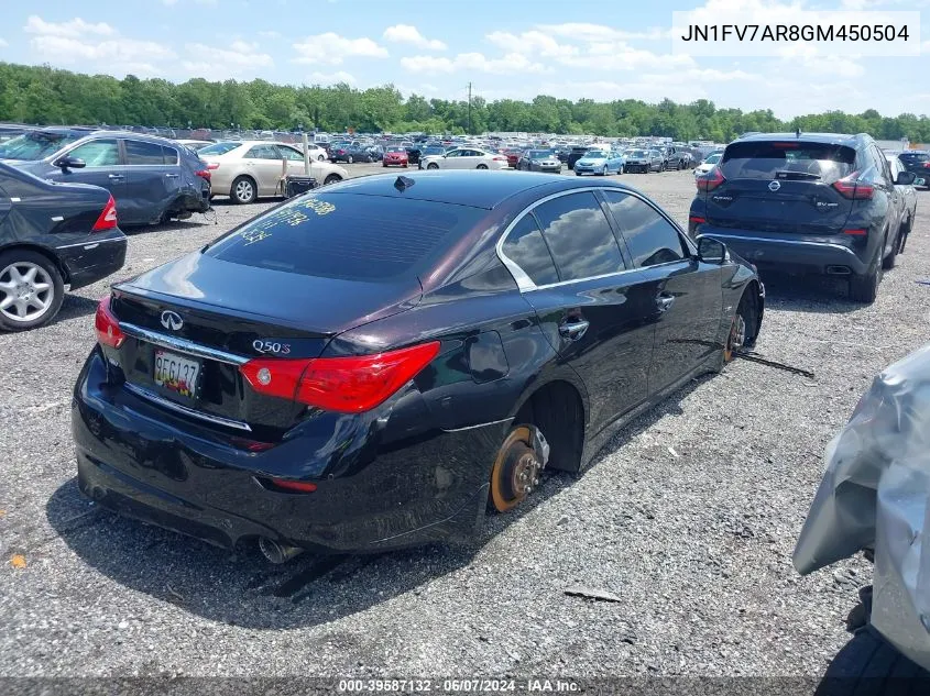 2016 Infiniti Q50 3.0T Red Sport 400 VIN: JN1FV7AR8GM450504 Lot: 39587132