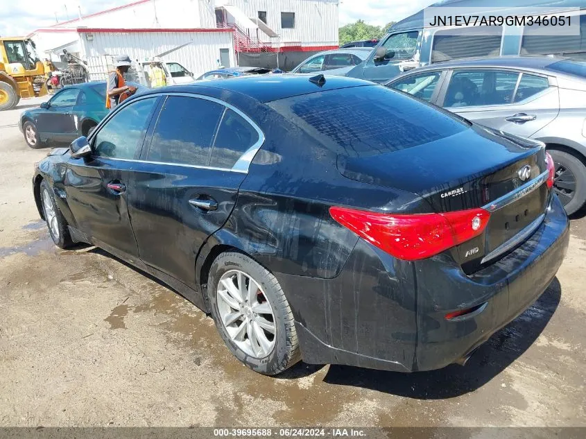 2016 Infiniti Q50 3.0T Premium VIN: JN1EV7AR9GM346051 Lot: 39695688