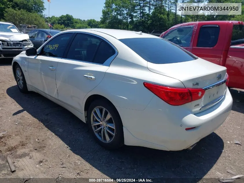 2016 Infiniti Q50 3.0T Premium VIN: JN1EV7AR0GM344950 Lot: 39716584