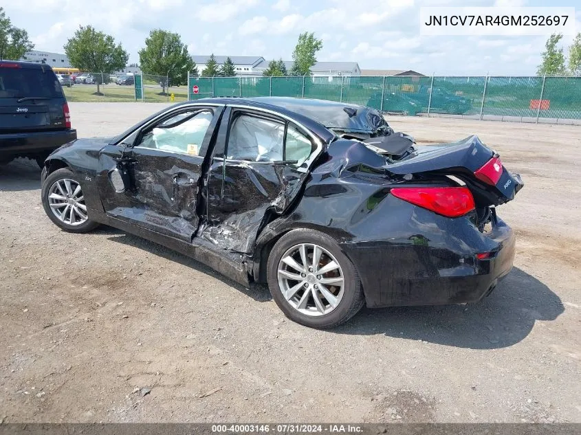 2016 Infiniti Q50 2.0T Base/2.0T Premium VIN: JN1CV7AR4GM252697 Lot: 40003146