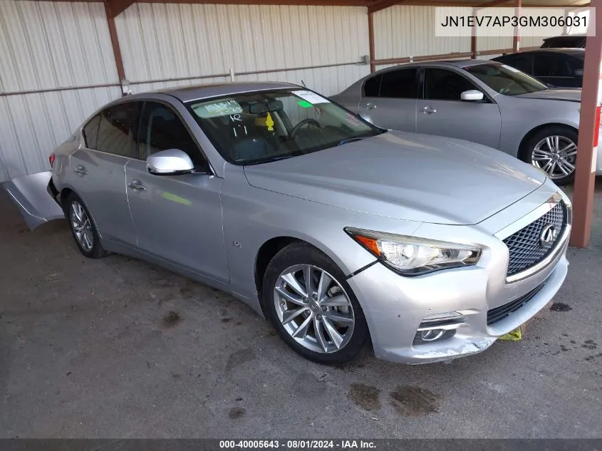 2016 Infiniti Q50 3.0T Premium VIN: JN1EV7AP3GM306031 Lot: 40005643