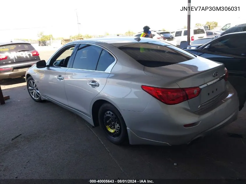 2016 Infiniti Q50 3.0T Premium VIN: JN1EV7AP3GM306031 Lot: 40005643