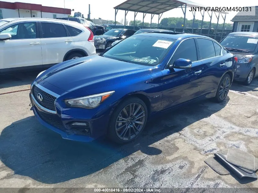 2016 Infiniti Q50 3.0T Red Sport 400 VIN: JN1FV7AR6GM450131 Lot: 40018416