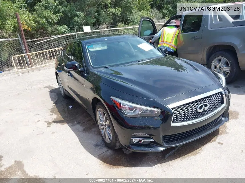 2016 Infiniti Q50 2.0T Premium VIN: JN1CV7AP8GM203128 Lot: 40027761