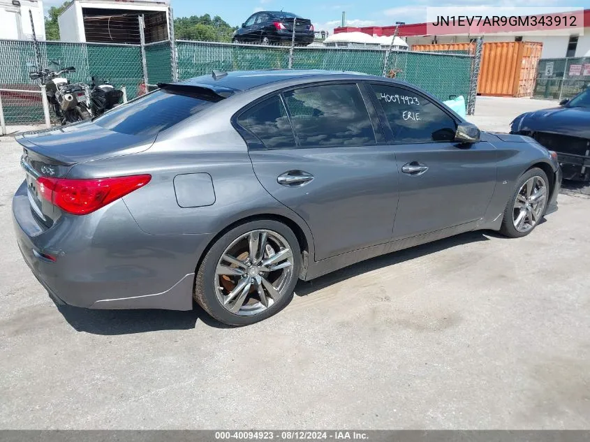 2016 Infiniti Q50 3.0T Premium/3.0T Sport VIN: JN1EV7AR9GM343912 Lot: 40094923