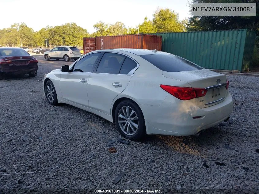 2016 Infiniti Q50 3.0T Premium VIN: JN1EV7ARXGM340081 Lot: 40167391