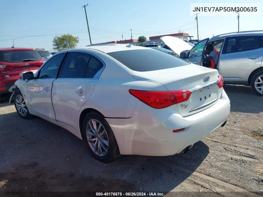 2016 Infiniti Q50 3.0T Premium VIN: JN1EV7AP5GM300635 Lot: 40176875