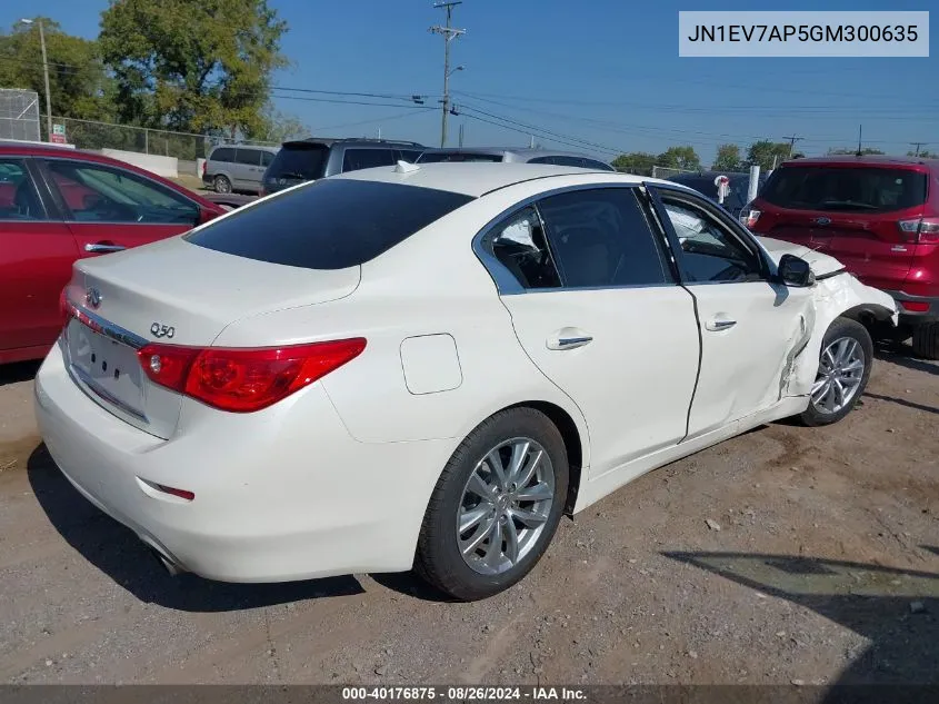 2016 Infiniti Q50 3.0T Premium VIN: JN1EV7AP5GM300635 Lot: 40176875