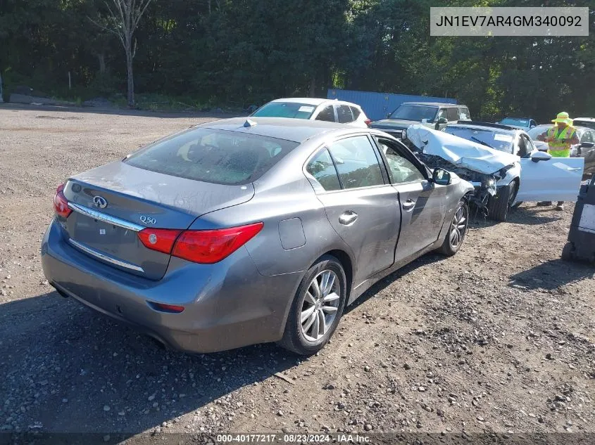 2016 Infiniti Q50 3.0T Premium VIN: JN1EV7AR4GM340092 Lot: 40177217