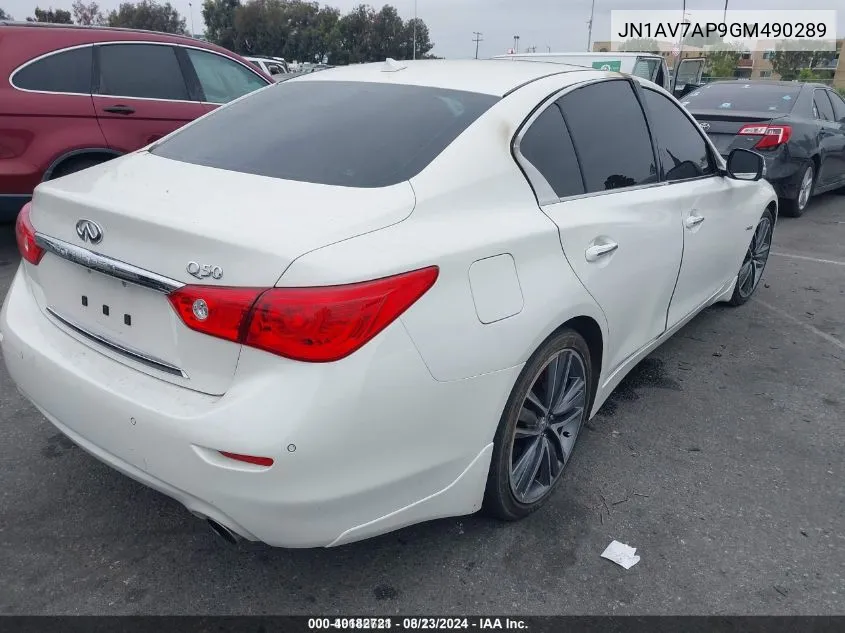 2016 Infiniti Q50 Hybrid VIN: JN1AV7AP9GM490289 Lot: 40182721