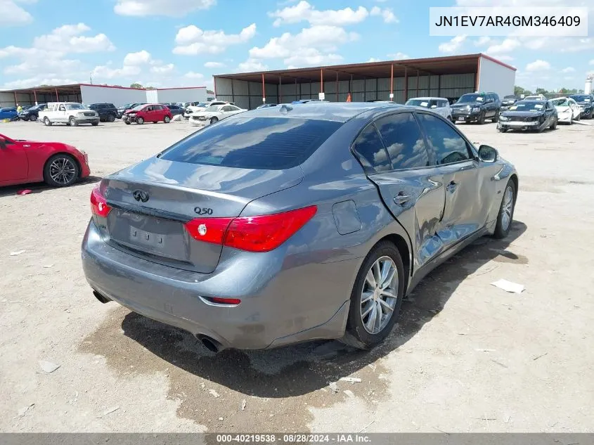 2016 Infiniti Q50 3.0T Premium VIN: JN1EV7AR4GM346409 Lot: 40219538