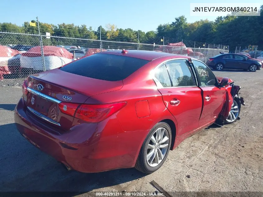 2016 Infiniti Q50 Premium/Sport VIN: JN1EV7AR3GM340214 Lot: 40291211