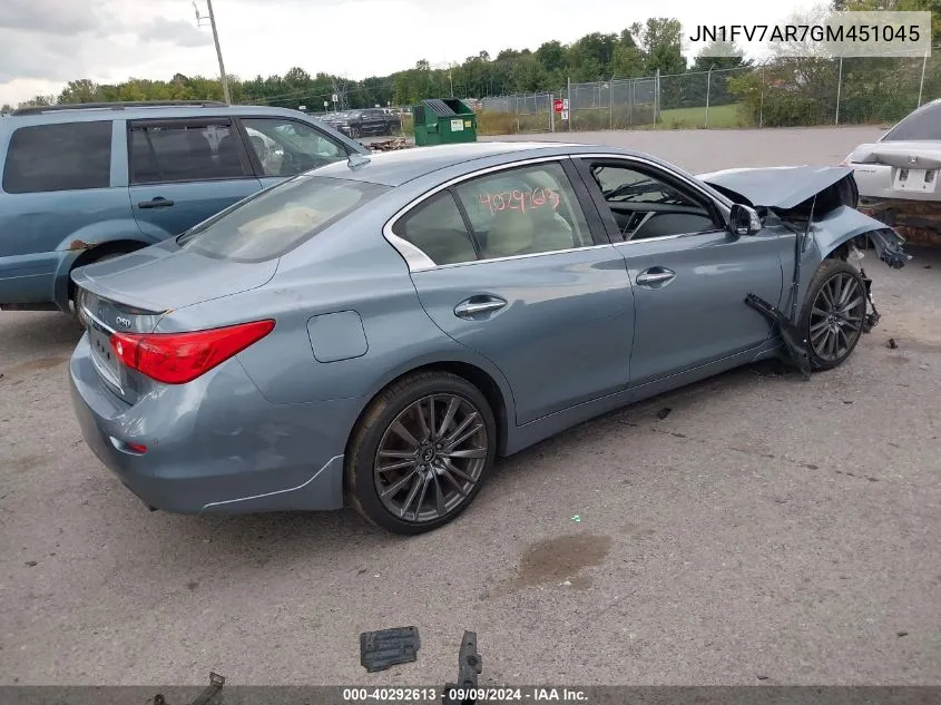 2016 Infiniti Q50 3.0T Red Sport 400 VIN: JN1FV7AR7GM451045 Lot: 40292613